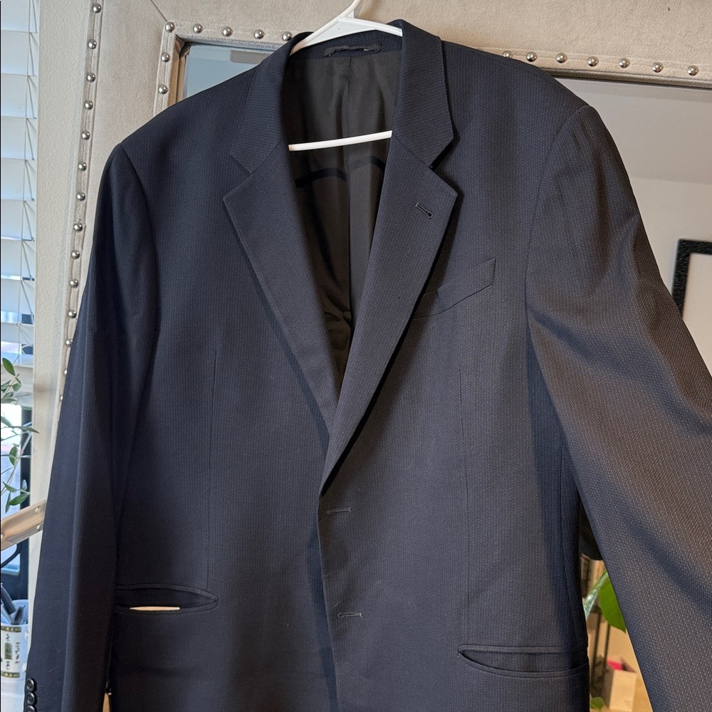 Armani Collezioni Made in Italy Navy Woven Blazer 46L | Authentic & Certified